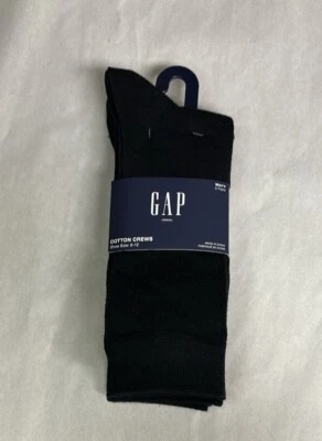 New Gap Socks Package 3 Pairs Men’s Black Cotton Crews Casual Dress Preppy Socks - Image 1 of 4