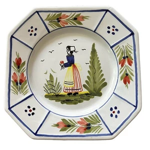 Quimper France Dessert Plate Lady Mistral Blue HB Henriot 7.5” - Picture 1 of 3