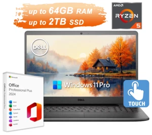 Dell Inspiron Laptop Computer 15.6" Touch 6-Core Ryzen 5 Up to 64GB RAM 2TB SSD - Picture 1 of 11