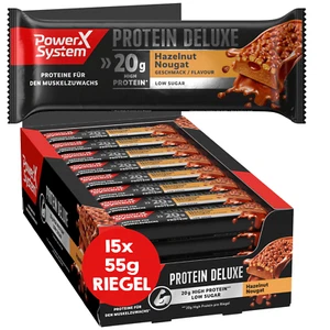 Protein Deluxe Hazelnut Nougat 15x55g High Protein Eiweiß Riegel Low Sugar - Bild 1 von 5