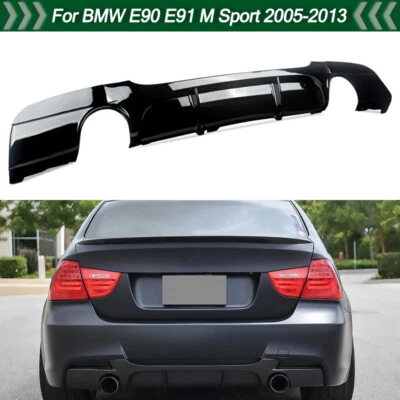 Difusor de parachoques trasero negro brillante para BMW E90 335i M Sport Performance 2005-2013 Foto 1 de 4