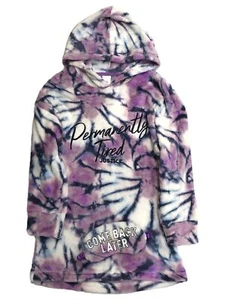 Justice Girls Plush Purple Tie Dye Tired Nightgown Sleepshirt & Mask Set - Picture 1 of 2