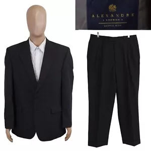 Alexandre London Savile Row Two Piece Gray Wool Red Stripe Suit 42R Pants 34X29 - Picture 1 of 15
