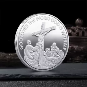 Metal Medal Jesus Christ Religion Faith Plated Silver Commemorative Coin - Picture 1 of 2