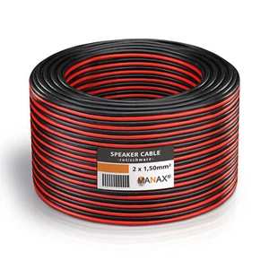 Lautsprecherkabel Audio Kabel Boxenkabel 100% CCA 20m 2x1,5mm² rot / schwarz - Bild 1 von 4