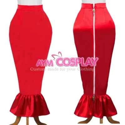 Falda hobble satinada bloqueable cremallera bidireccional CD/TV hecha a medida Foto 1 de 4