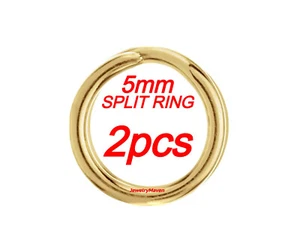 (2) 5mm OD 14k Solid Yellow Gold Round Split Jump Ring Keychain Charm 4.9mm USA - Picture 1 of 3