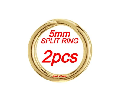 (2) Anillo de salto dividido redondo de oro amarillo macizo de 14 k ID 18ga de 5 mm OD 3,75 mm 4,9 mm EE. UU. Foto 1 de 3