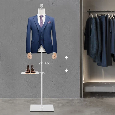 27.56-51.18in Male Mannequin Half Body Torso Form Clothing Model with Base - Image 1 of 4