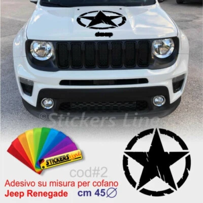Adesivo Stella Militare cofano per Jeep Renegade effetto consumato us army cod#2