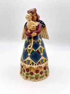 Figura de ángel vintage 2002 de Jim Shore Heartwood Creek #105170 niña con gato - Imagen 1 de 5