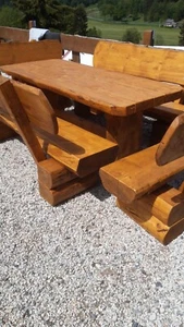 Massivholz Sitzgruppe XXL Sitzgarnitur Gartenmöbel Gartengarnitur Holz Rustikal - Bild 1 von 3