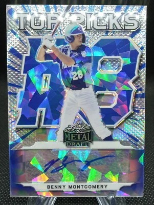 2021 Leaf Metal Draft Benny Montgomery Top Picks 13/15 Blue Crystals Auto - Image 1 of 2