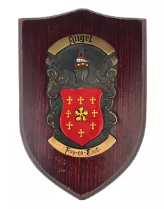 Vintage Cast Iron Wooden Armour Shield Knight Plaque - Picture 1 of 7