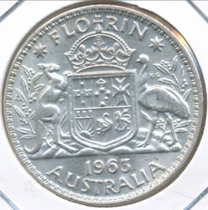 Australia 1963(m) One Florin 2/- Elizabeth II (Silver) - Uncirculated (E24089) - Bild 1 von 3