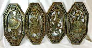 Vintage Medieval Homco MCM Set of 4 Wall Plaques Renaissance Antique Gold Decor - Picture 1 of 1