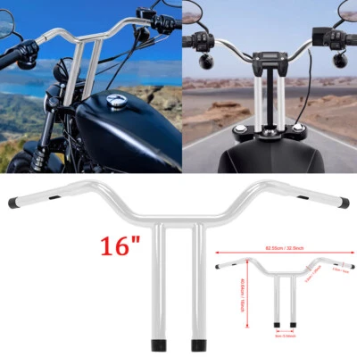 Manillar de barras en T de 16" Rise MX para Harley Road King Sportster Dyna Low Rider Foto 1 de 4