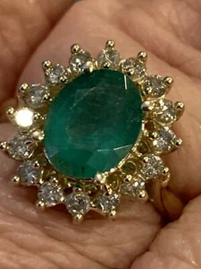 925 Sterling Silver Handmade Gold Plated Emerald Ring AAA+ Quality - Picture 1 of 5