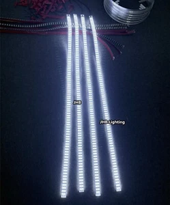 4PCS 1.4Meters PURE WHITE QUAD Car Wheel Underglow Grill LED Strips Lights KIT - Picture 1 of 4