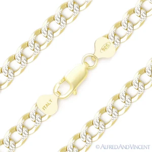 Brazalete de cadena de eslabones para hombre chapado en oro amarillo de 14 k de plata de ley con bordillo cubano de 7,8 mm - Imagen 1 de 2