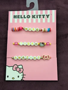 Sanrio Hello Kitty Inspirational Charm 3 Bracelet Set - Picture 1 of 6