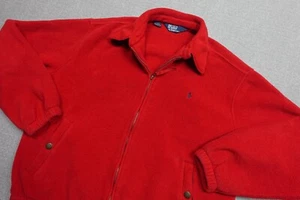 Vintage Polo Ralph Lauren Fleece Bi-Swing Jacket Mens XL Red Chin Strap Soft - Picture 1 of 11