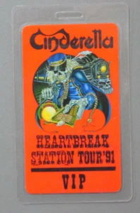 Cinderella backstage pass Laminated '91 Heartbreak Station RED VIP ! - Picture 1 of 1