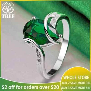 Water Droplet Ring With Green Zircon Look For Women Party Wedding Design - Picture 1 of 10