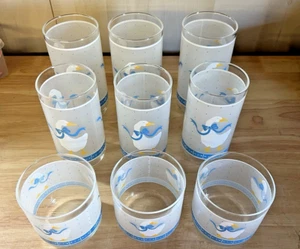 Set of 9 Vintage Libbey Country Goose Duck Glasses in small, medium, and large - Picture 1 of 11