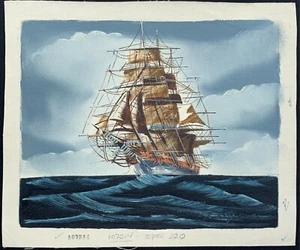 Clipper Ship Painting Oil on Canvas - Original unframed 8"x 10". # 107514 - Picture 1 of 2