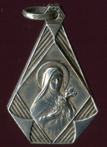 ST THERESE OF CHILDREN JESUS FRANCE SILVER PLATED MEDAL - Picture 1 of 2