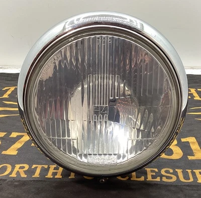 VINTAGE 7" HEADLIGHT ASSEMBLY HARLEY TRIUMPH | BOSCH H4 TOP LENS | SAE M76 DOT - Image 1 of 4