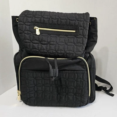 Fisher-Price Bolsa de Pañales Mochila Negra Bolsillos con Cremallera con Alfombra Cambiadora Usada Foto 1 de 4