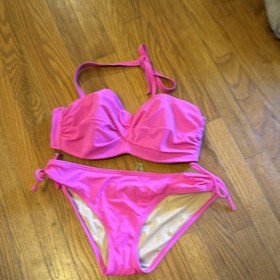 Victoria's Secret Pink 2pc Bikini Set Underwire Halter Adjustable Strap M B nwot