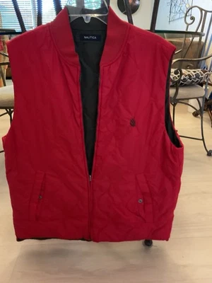 Chaqueta Chaleco Nautica Grande Rojo/Gris Acolchado Doble Cara Foto 1 de 4