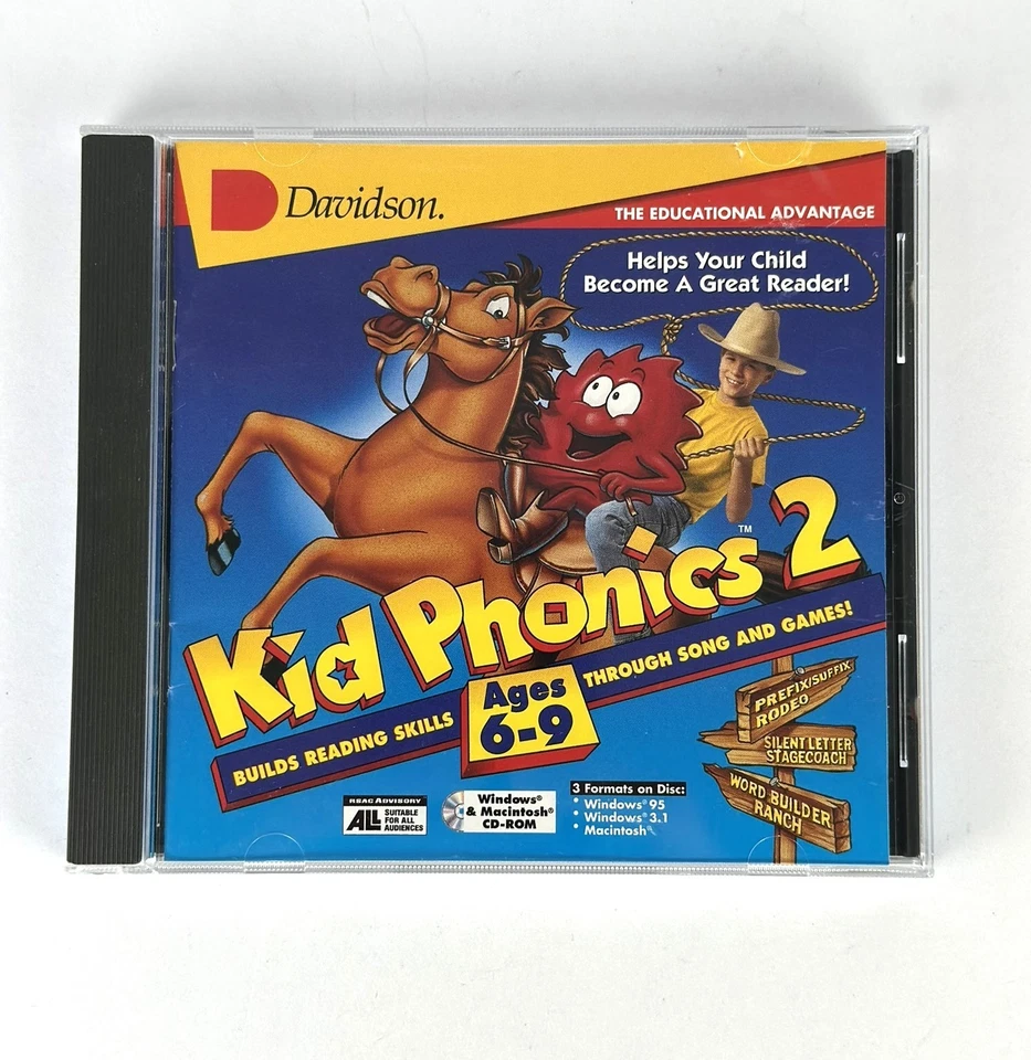 Kid Phonics 2 CD-ROM Davidson Ages 6-9 Reading Skills Educational Game Vintage - Image 1 of 4