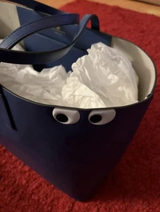 Anya Hindmarch Blue Ebury Leather ‘Eyes’ Tote Bag Made In Italy Brand New - Picture 1 of 10