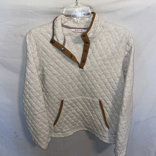 VETEMENTS Orvis Shacket Donna Trapuntato Taglia Small Panna Marrone Caldo Pesca All'aperto