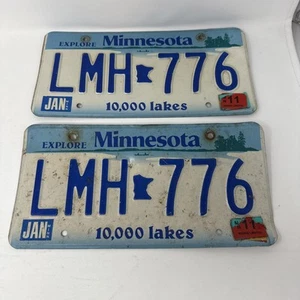 Minnesota License Plate LMH‑776 Auto Tag Matching Pair Set Lot 2011 Expired - Picture 1 of 9