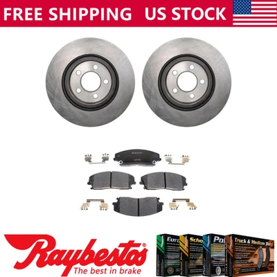 Kit de rotores de freno delanteros + pastillas de cerámica y herrajes para Chrysler 300 2005-2013 Foto 1 de 4