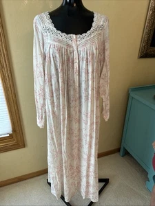 Camisón Eileen West Algodón Césped Manga Larga Cottagecore M Rosa Floral - Imagen 1 de 3