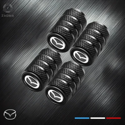 Juego de 4 tapas de válvula antipolvo de neumáticos de metal negro premium para MAZDA todos los modelos Foto 1 de 4