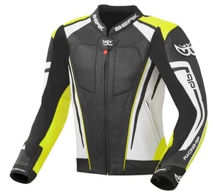 Giacca Berik Uomo Striper Evo Moto Corsa Pelle Nero Giallo Bianco - Foto 1 di 3