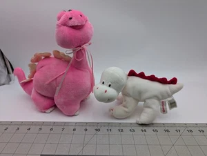 Lote de peluches de dinosaurio rosa blanco de la Commonwealth corazones 1991 1994 juguete de peluche - Imagen 1 de 17