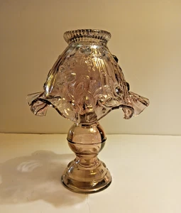 Vintage Fenton Glas Altrosa 3 Stück Kohlrose Fee Lampe 9" - Bild 1 von 14