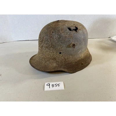 WWI or WWII German soldier helmet bullet holes ww1 ww2 world war 9B55 - Image 1 of 4