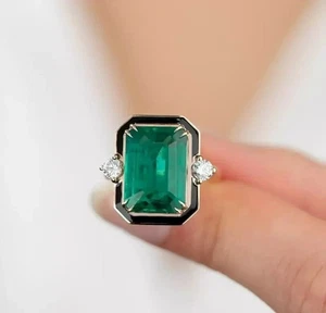 Besonderer Art-Deco-Diamantring 6 kt Art Deco Lab Created Braut Hochzeit 14 K Weißgold FN - Bild 1 von 13