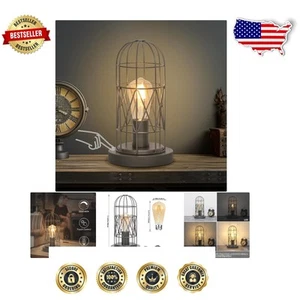 Vintage-Style Industrial Touch Lamp with Edison LED Bulb - Perfect for Any Room - Picture 1 of 9