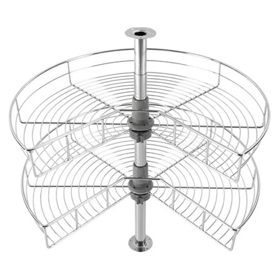 24" Kidney Chrome 2-Shelf Lazy Susan Kitchen Base Cabinet Corner Organizer Rack - Image 1 of 4