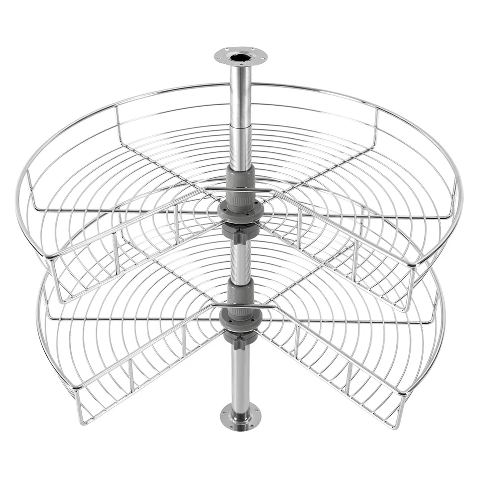 24" Kidney Chrome 2-Shelf Lazy Susan Kitchen Base Cabinet Corner Organizer Rack - Image 1 of 4